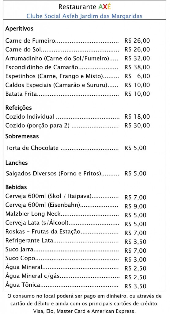 Restaurante AXÉ - Cardápio Final